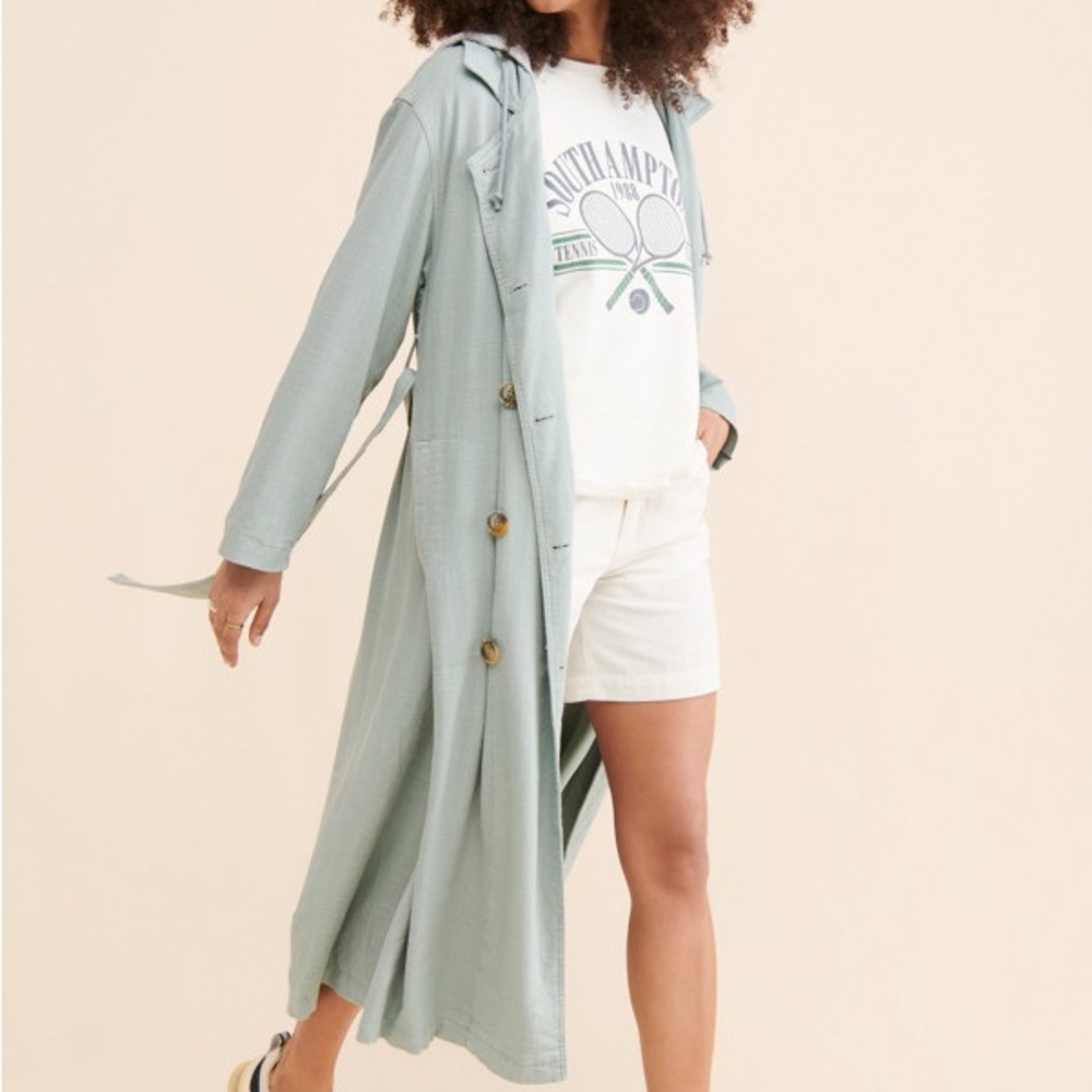 Free People Charlie Trench Coat In Green-NEW